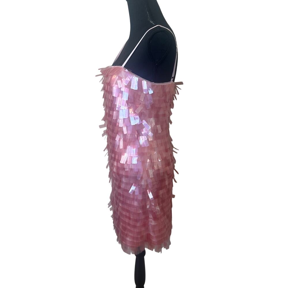 Badgley Mischka Pink Sequin Mini Slip Dress SIZE 8 Cocktail Party Designer $500 - Picture 12 of 15